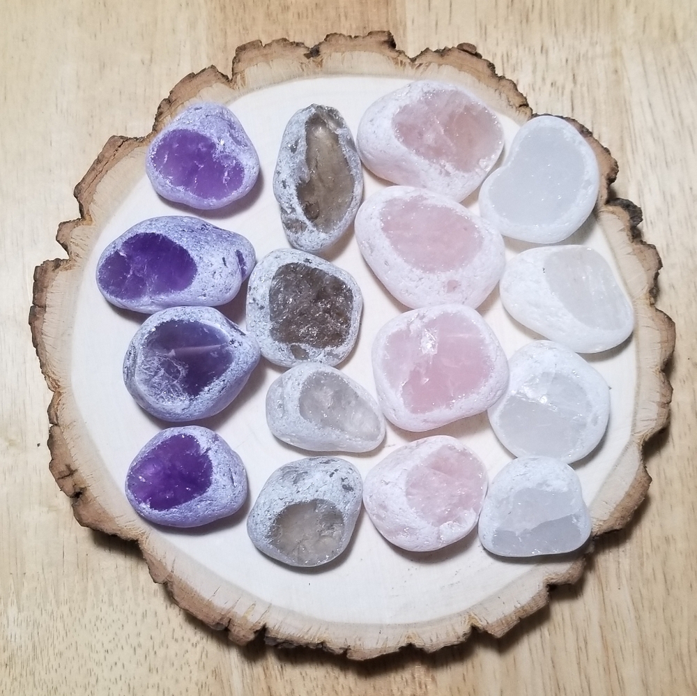 Ema Eggs, Seer Stones Amethyst, Smoky Quartz, Rose Quartz, Clear Quartz